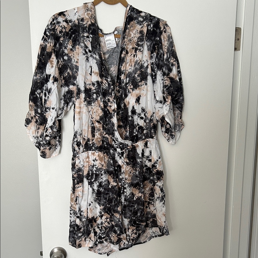 Bar III Black and Tan Tie-Dye Romper